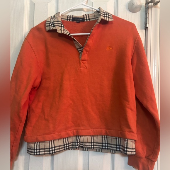 Authentic orange Burberry sweatshirt with novacheck collar and accents - Picture 5 of 7